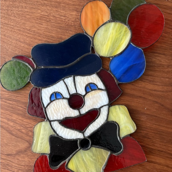 Vibrant Stained Glass Clown Art with Balloons - Picture 2 of 10